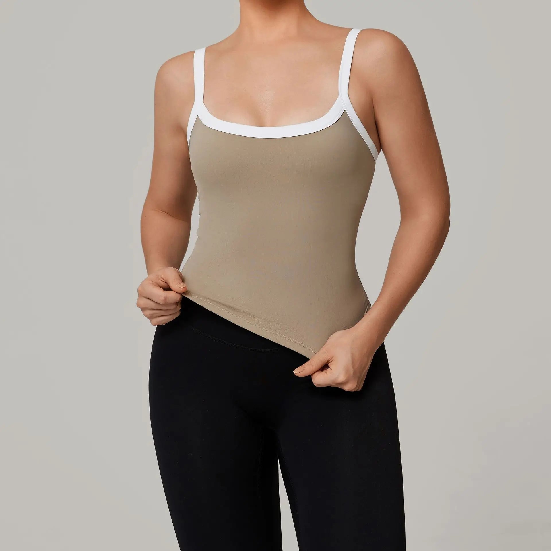 Ctenkevet Women's U-Neck Sleeveless Double Strap Push up Yoga Vest Female Slimming Quick-Dry Sports Tank Top for Gym Fitness