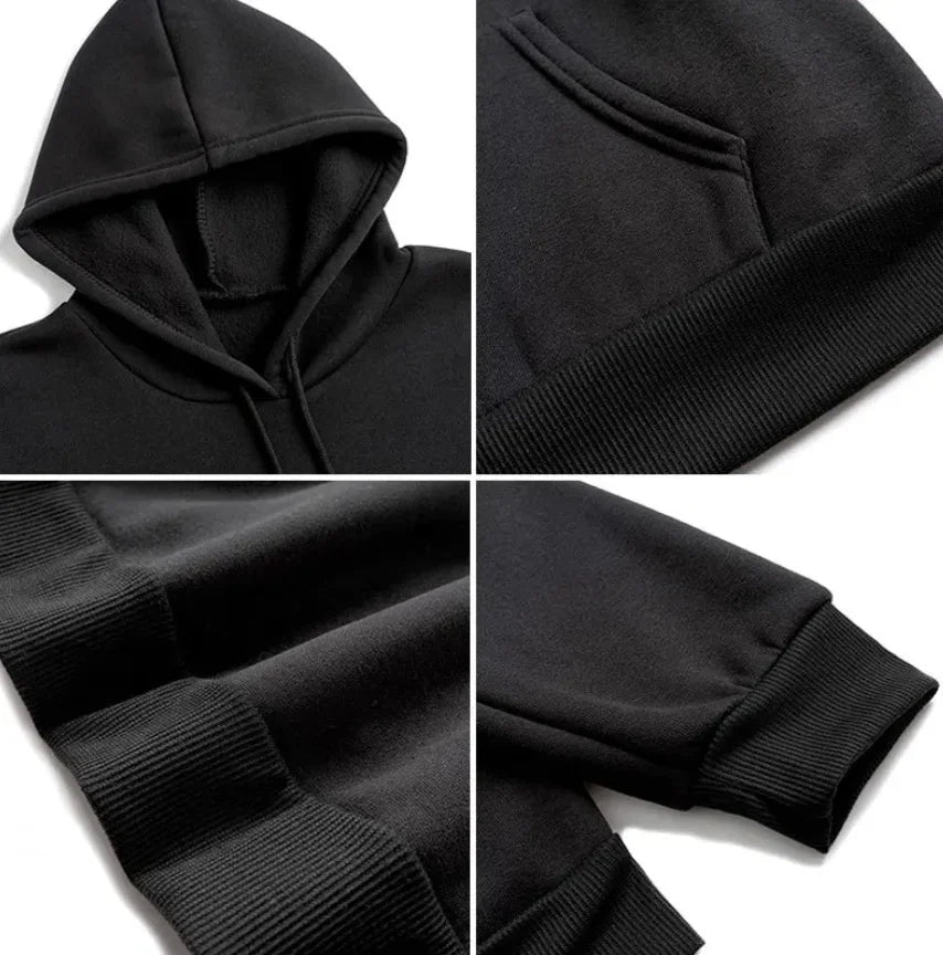 Men's solid color hooded sweatshirt pullover Street hip hop autumn/winter fashion 2024 new sweatshirt loose casual pullover