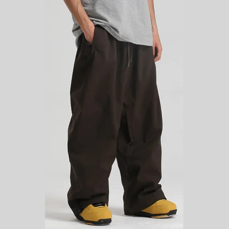 New Winter Solid Color Men's Outdoor Leisure Sports Warm Breathable Snow Pants Women's Loose Windproof Waterproof Ski Pants