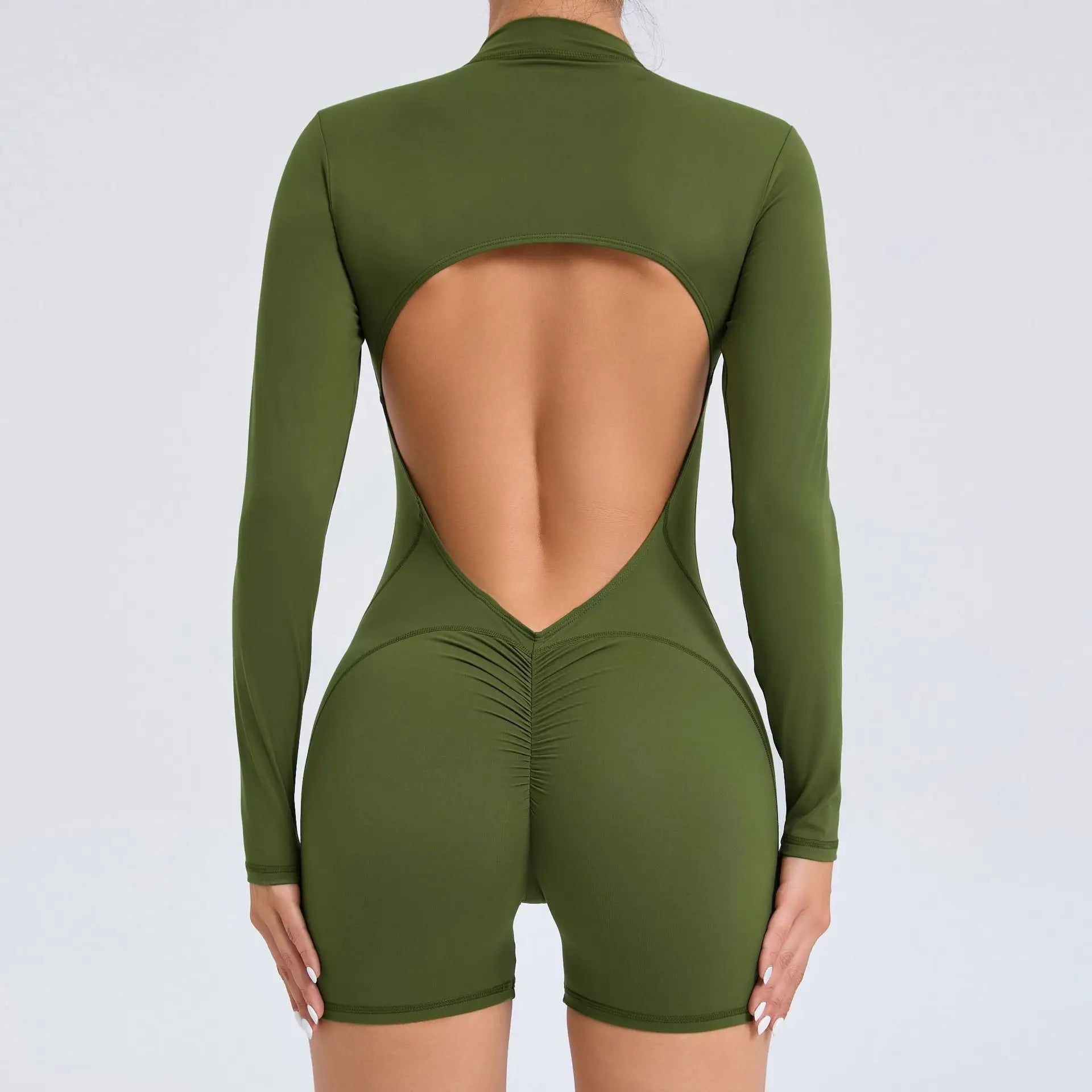 Hollowed-out Back Half Zipper Onesie Each Hip Exercise Fitness Big Backless Quick Dry One-piece Yoga Suit