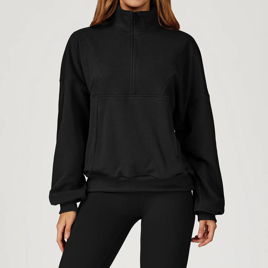 Winter Casual Hoodie Zipper Long Sleeved Women's Top Windproof and Warm Loose Hoodie Women's Outdoor Running Sportswear