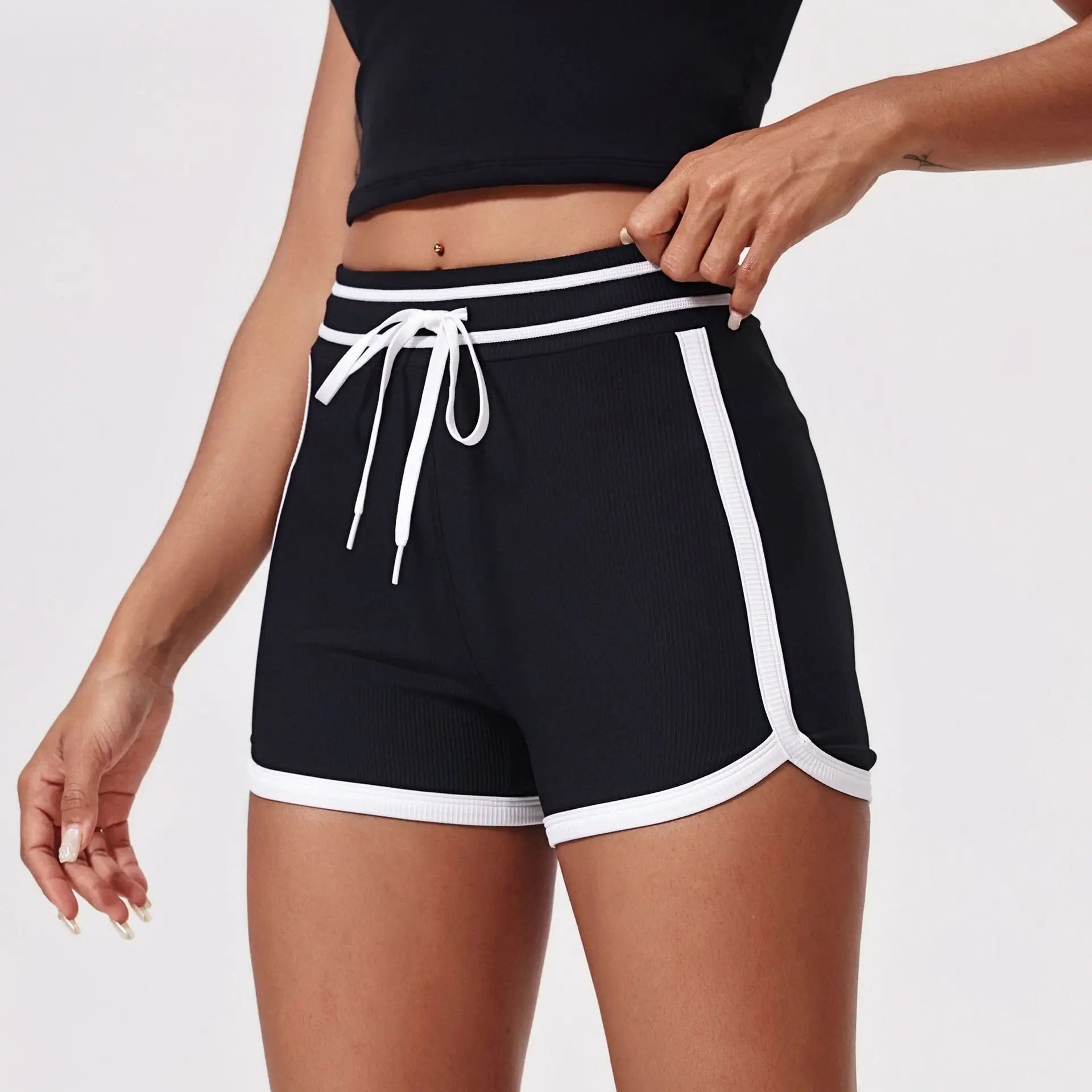 Contrast Color Nude High Waist and Thin Yoga Shorts Peach Tight Hip Lift Shorts Women's Wear Sports Fitness Pants