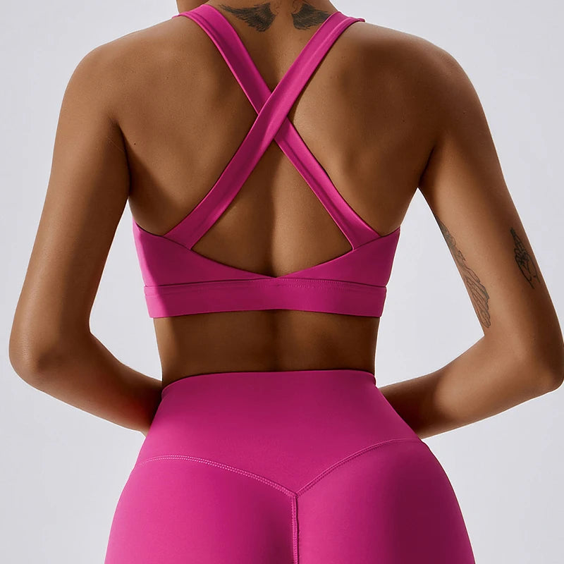 Hearuisavy Quick-Dry Backless Yoga Clothes Running Vest Women Workout Brassiere Fitness Gym Tank Top Women Push up Sports Bra