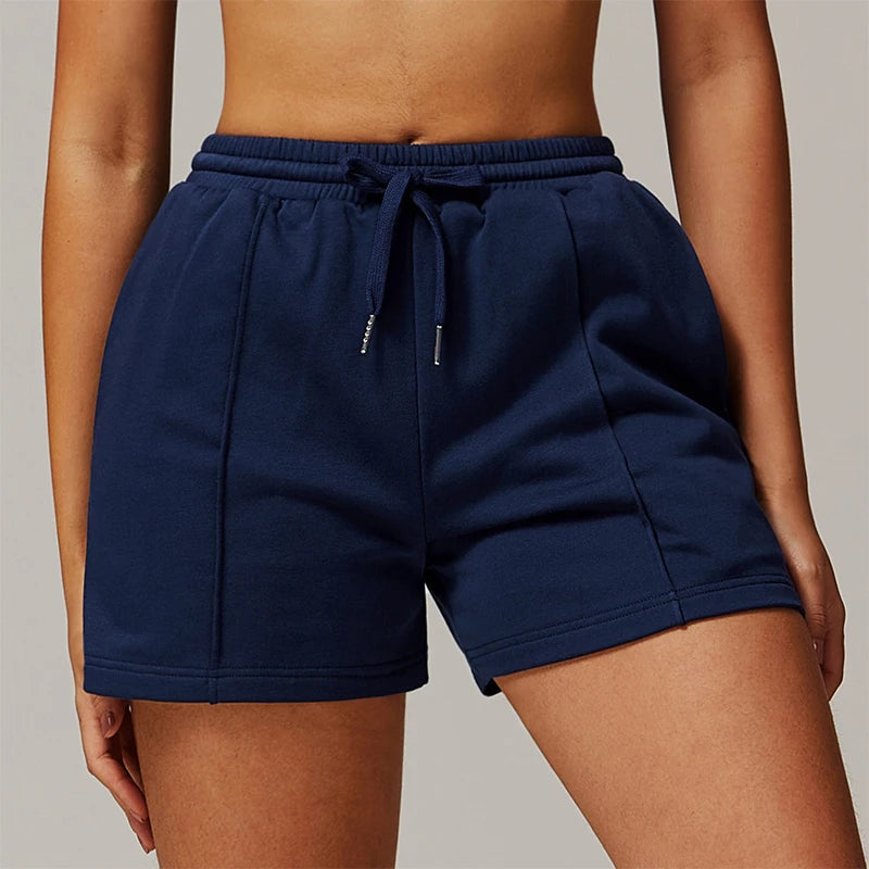 Ctenkevet Women's Pocket Athletic Shorts Running Gym Workout Trunks Female Casual Loose Shorts Women's Fitness Strappy Sweatpant