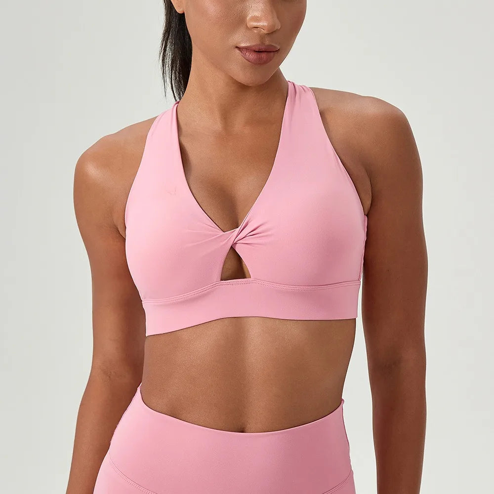 Sexy V-neck Sport Bra Women Underwear Sportswear Backless Top Fitness Yoga Running Sports Bras Adjustable Strap Sports Bras