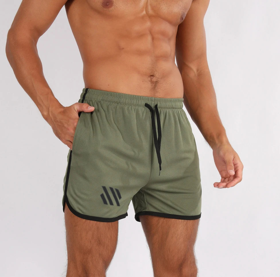 New Running Mesh Fitness Sport Men's Quick Drying Shorts Casual Breathable Training Tight Squat Three-Quarter Pants Summer