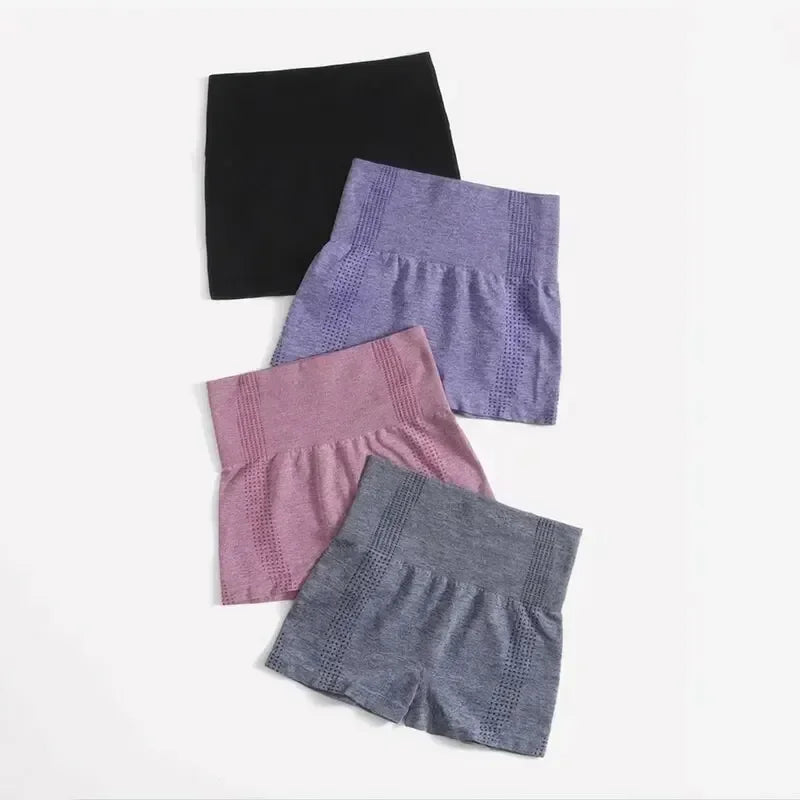 4PCS Women's Slim Sports Outdoor Casual Fitness Yoga Pants Lift Hip Hip waist Sports shorts