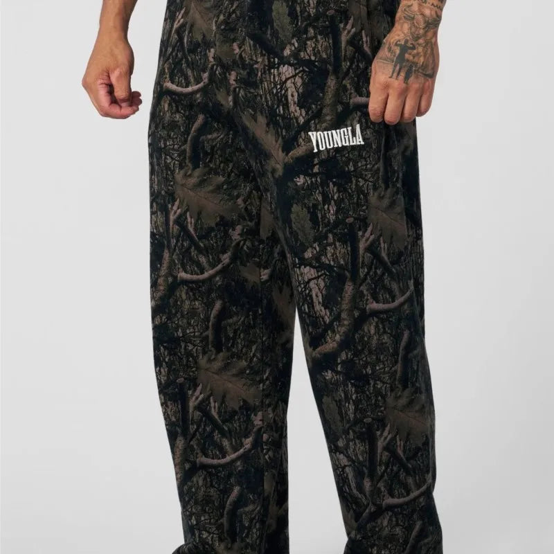 new Young American trendy sweatpants collaboration anime joggers cotton terry print wide-leg casual pants hip-hop street pants