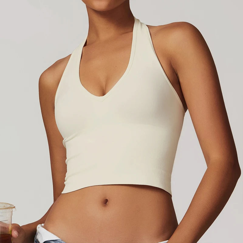 Ctenkevet New Women Bandeau Sports Bra Top Deportivos Mujer Gym Outdoors Workout Quick-Dry Vest Female Backless Tight Clothing
