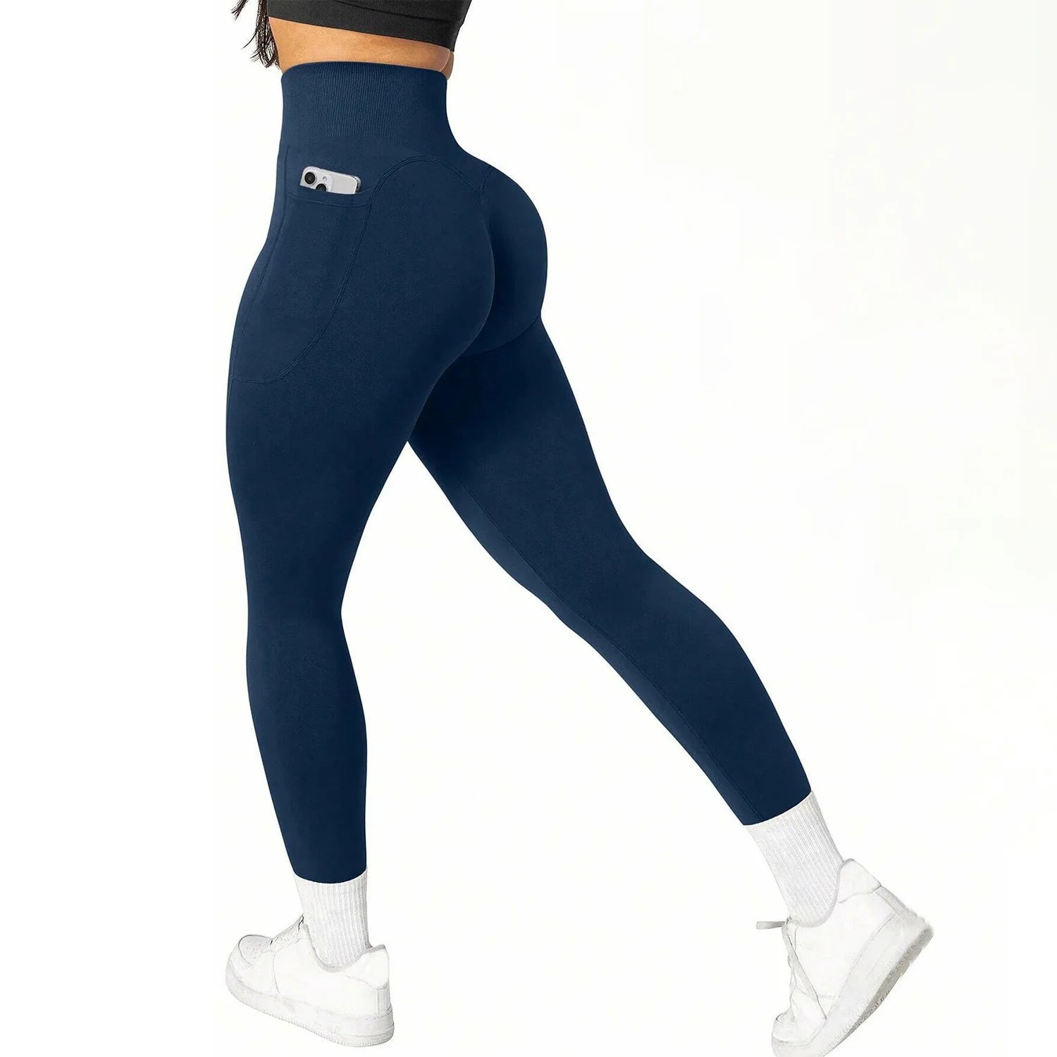 High Waist Yoga Leggings Women Fitness Workout Sport Leggings Sexy Peach Hip Pants  Stretch Double Side Pocket Tight Leggings