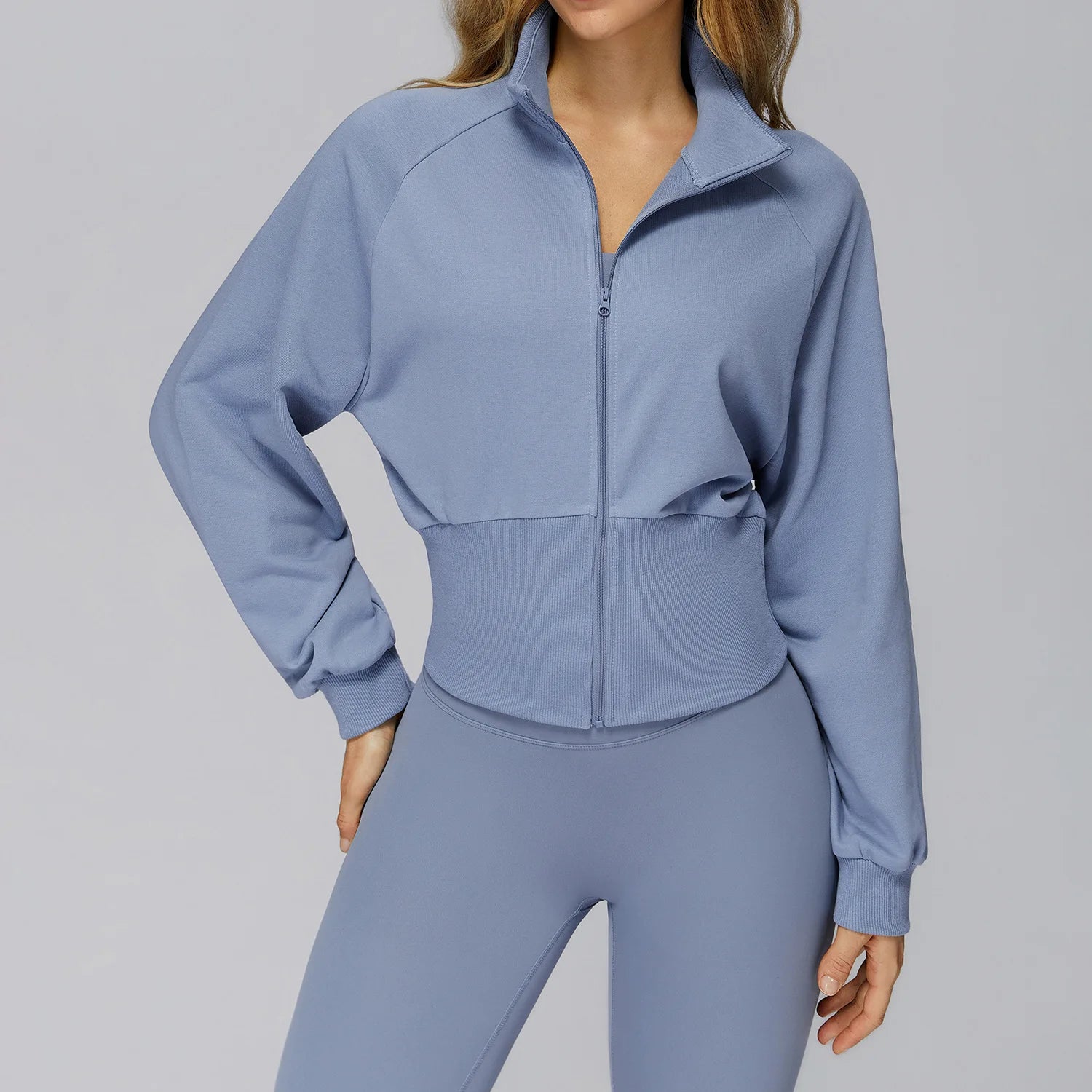 Ningyu New Woman Autumn Winter Stand up Windproof Zipper Warm Versatile Loose Woman Outdoor Running Fitness Workout Sports Coat