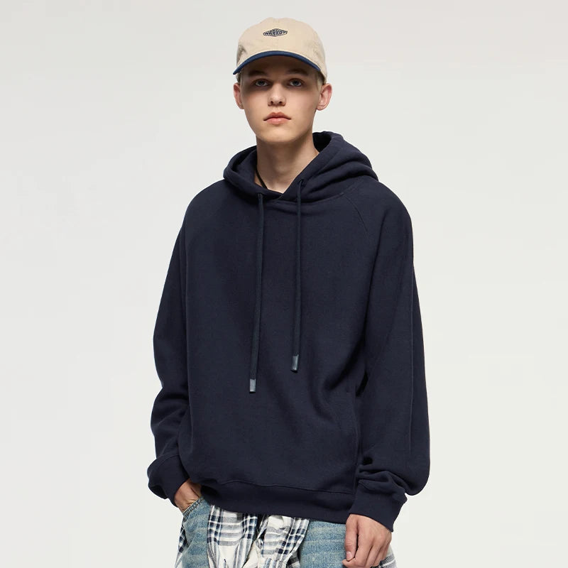 INFLATION Retro Hoodie Unisex Sports Casual Cozy Solid Color Hooded Sweatshirt Oversize Top for Men