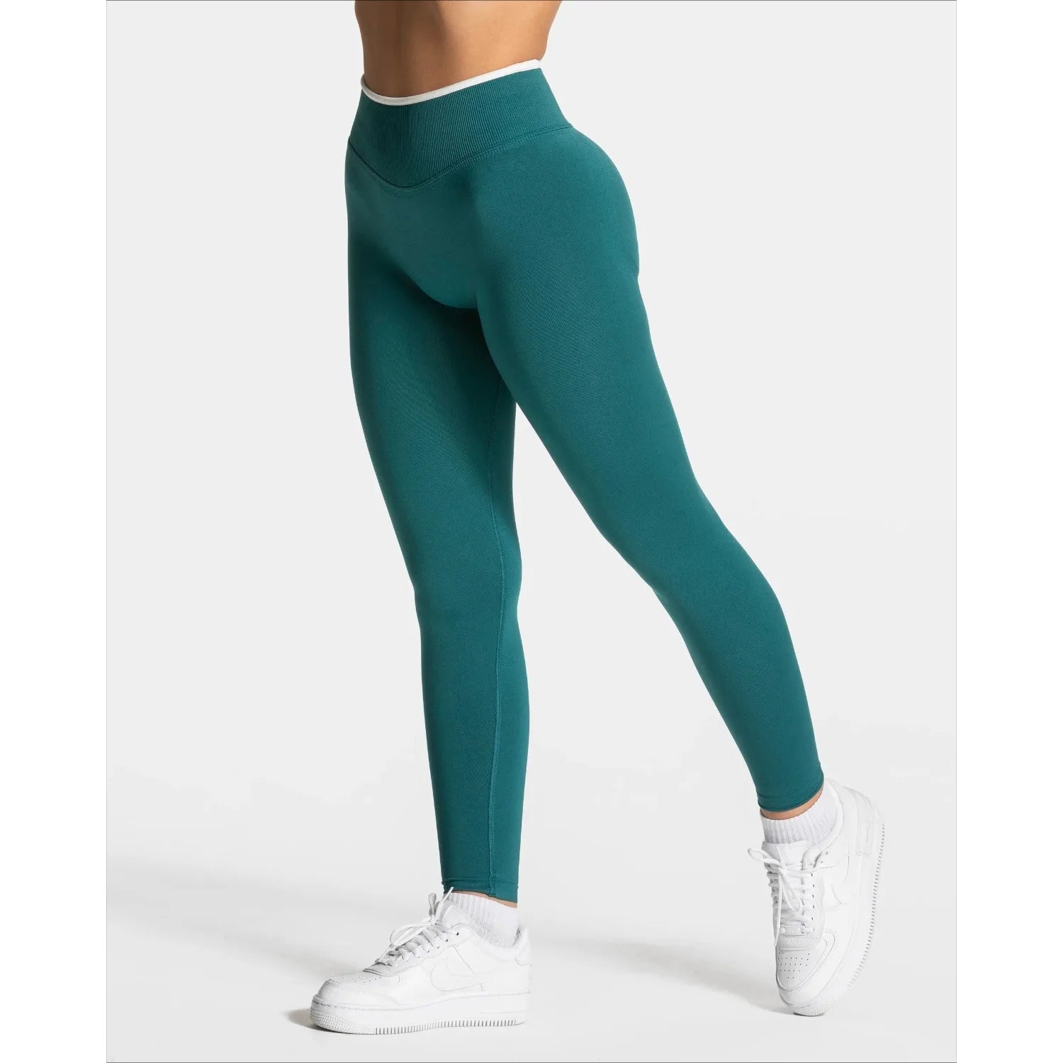 Women's Seamless Gym Solid Color Sports Pants White Edge Waist Tight High Waist Hip Lifting Yoga Pants Running Exercise Pants