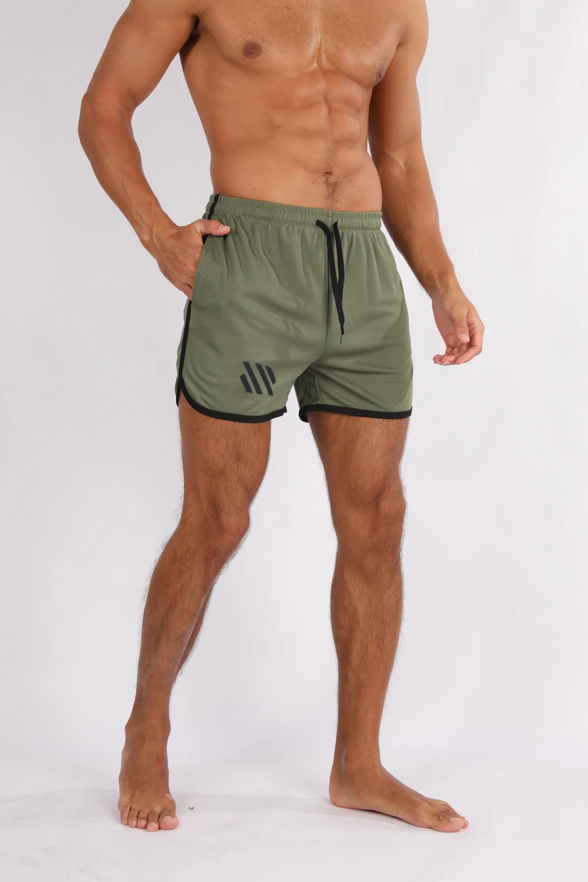 New Running Mesh Fitness Sport Men's Quick Drying Shorts Casual Breathable Training Tight Squat Three-Quarter Pants Summer