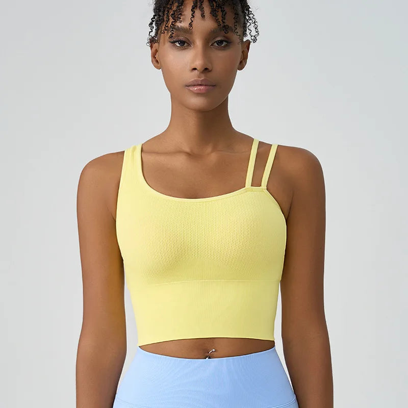 Women's Summer Shockproof Bra Beautiful Back and Sports Anti Sagging Running External Wear Training Fitness Yoga Tank Top Bra