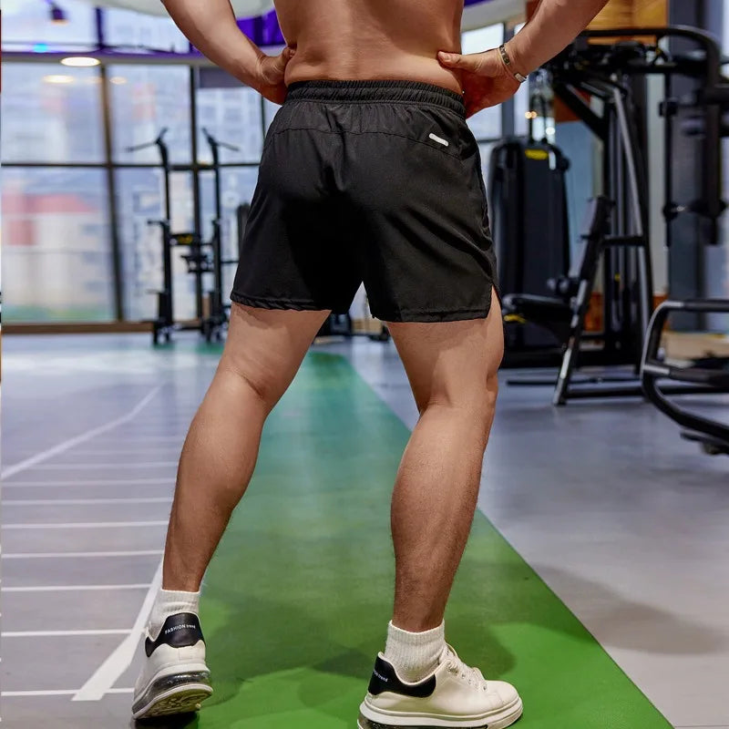 New Summer Running Shorts Men's Sports Jogging Gym Fitness Shorts Training Quick-drying Sports Zipper Pocket Male Cropped Pants