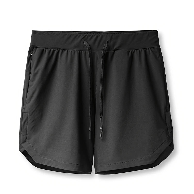 2024 Men's Single-Layer Woven Quick-Drying Solid-Color Shorts for Running, Fitness, and Casual Wear (American Fifth Pant Style)