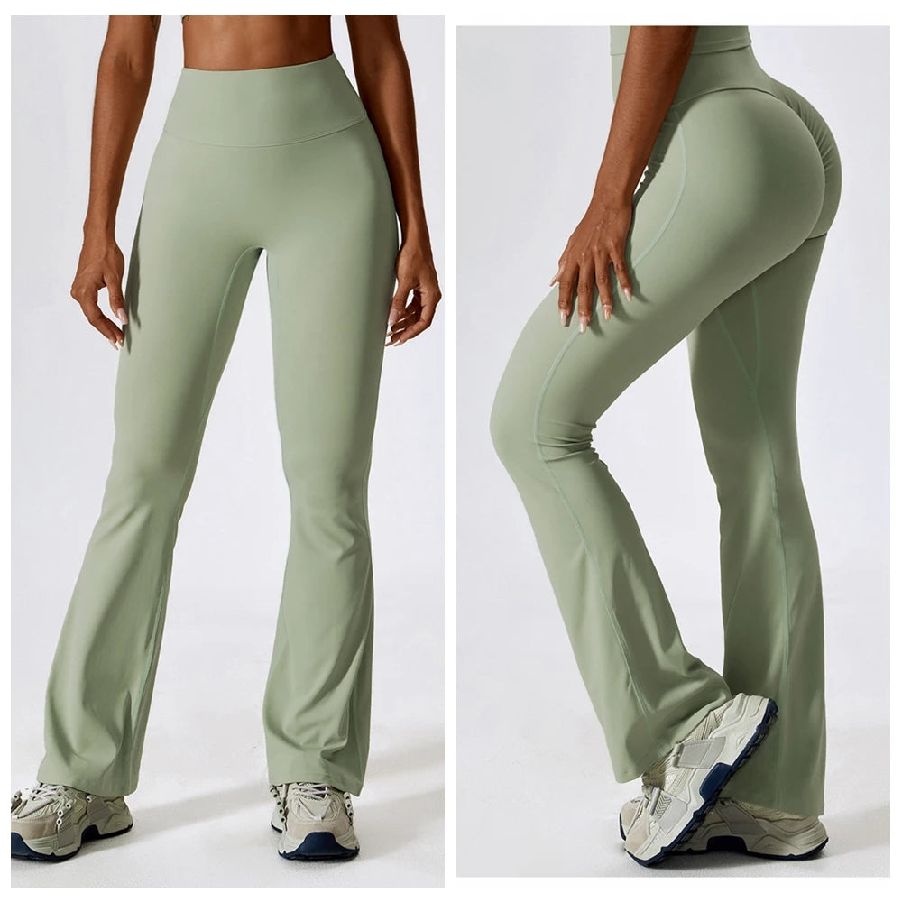 Women's Flared Yoga Pants High Waisted Bootcut Leggings with Tummy Control Wide Leg Dance Fitness Workout Trousers S-XL