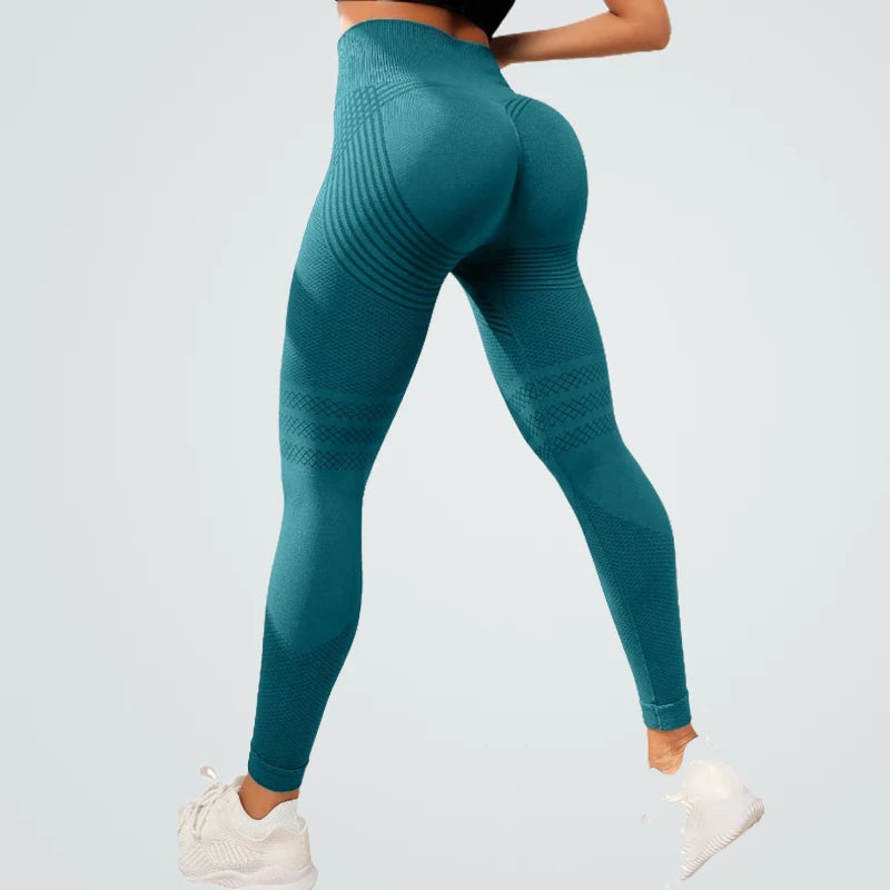 Sexy Line Hip Lifting Sports Tights Women High Waist Elastic Yoga Pants Running Fitness Pants Breathable Sports Leggings