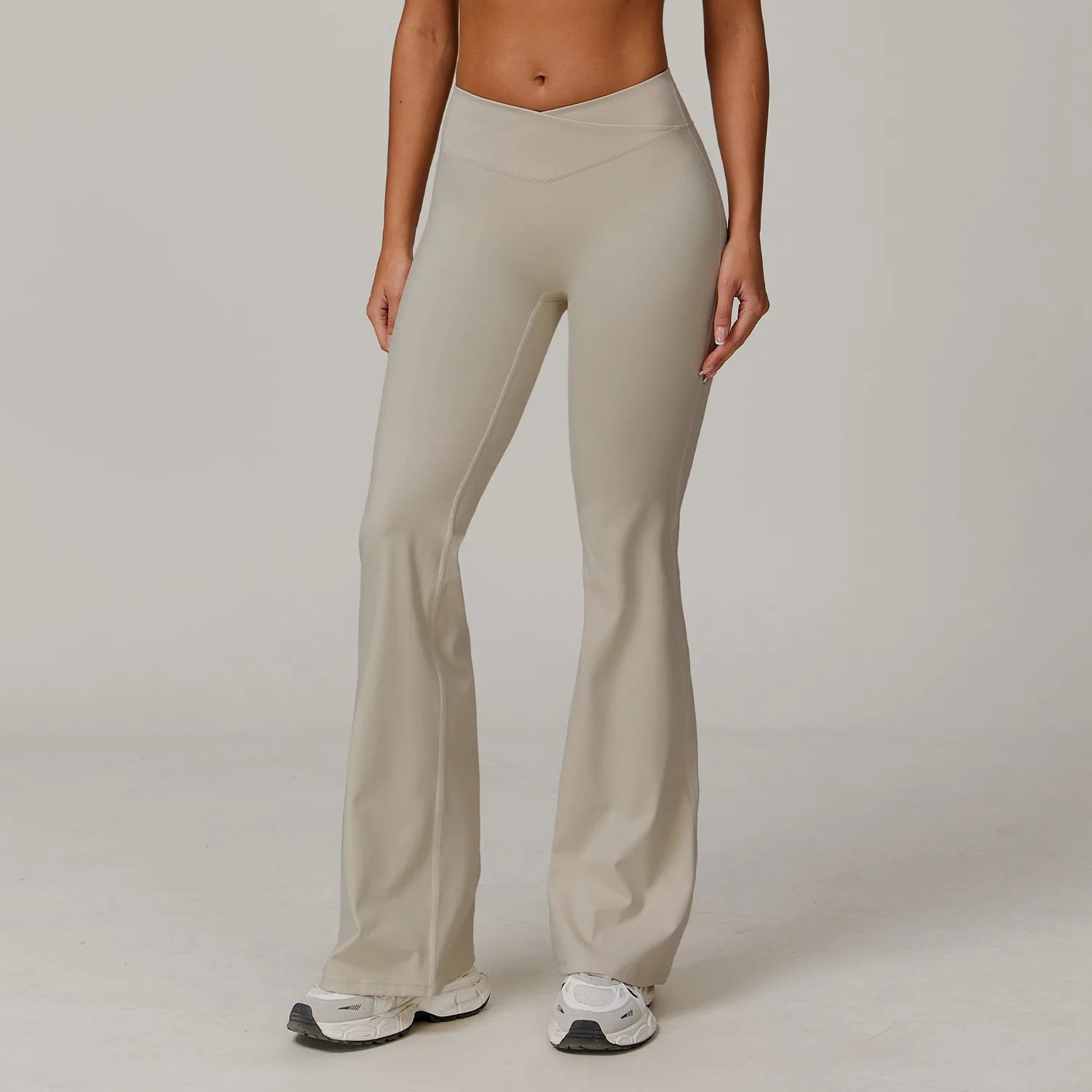 2024 Flared Yoga Pants Women Naked Feel Crossover High Waist Booty Lifting Flared Leggings for Gym Running Daily Wear Trousers