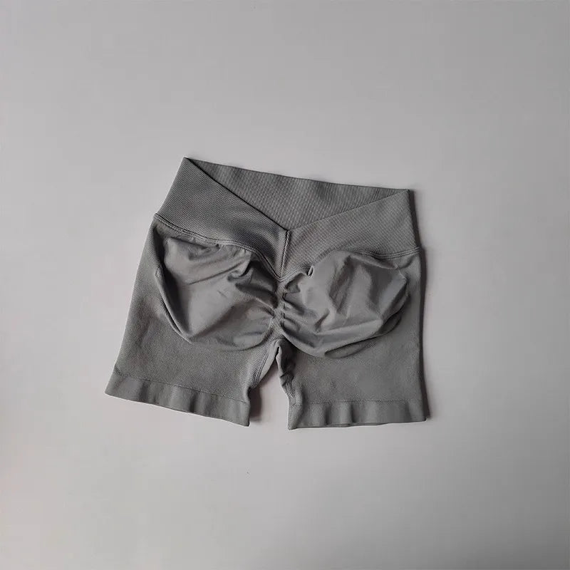 High Waisted Seamless Shorts Gym Shorts Women Fitness Sports Low Ribbed Band Workout Scrunch Butt Yoga Booty Running Short Pants