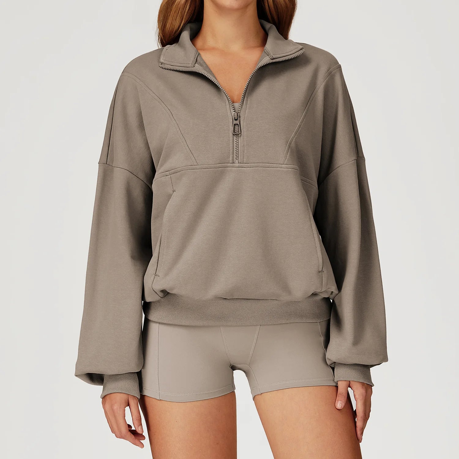 Hearuisavy Sports Jackets Women Gym Workout Tops Relaxed Fit Comfort Windproof Thermal Half-Zip Long Sleeve Fitness Sweatshirts
