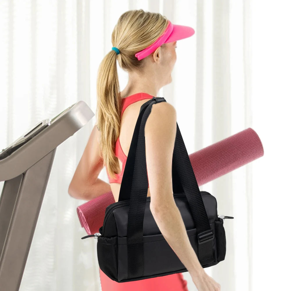 Lightweight Duffle Shoulder Bag Multi Pockets Yoga Storage Handbag Solid Color Gym Shoulder Bag Swimming Running Hiking Bag
