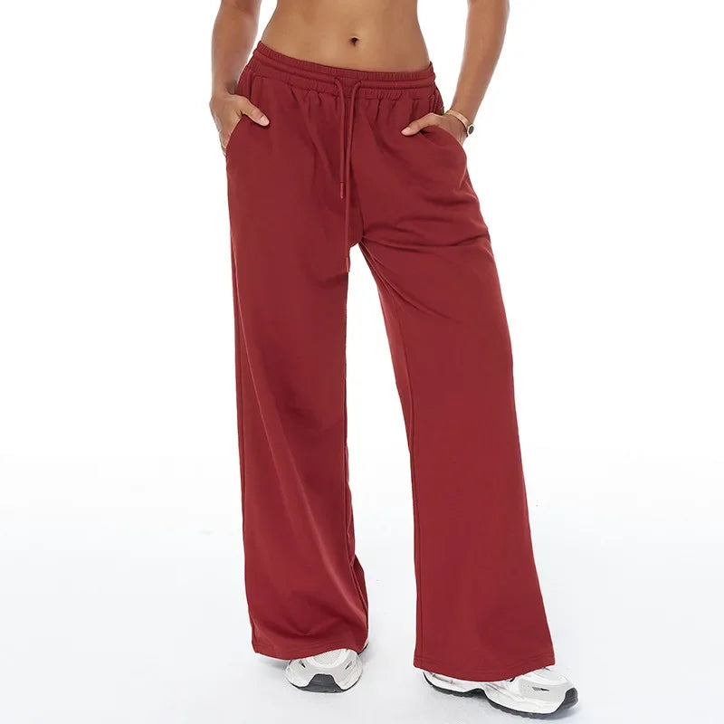 Winter Yoga Pants Women's High Waist Wide Leg Sports Leggings Gym Fitness Straight Pants Pocket Casual Loose Outdoors Sweatpants