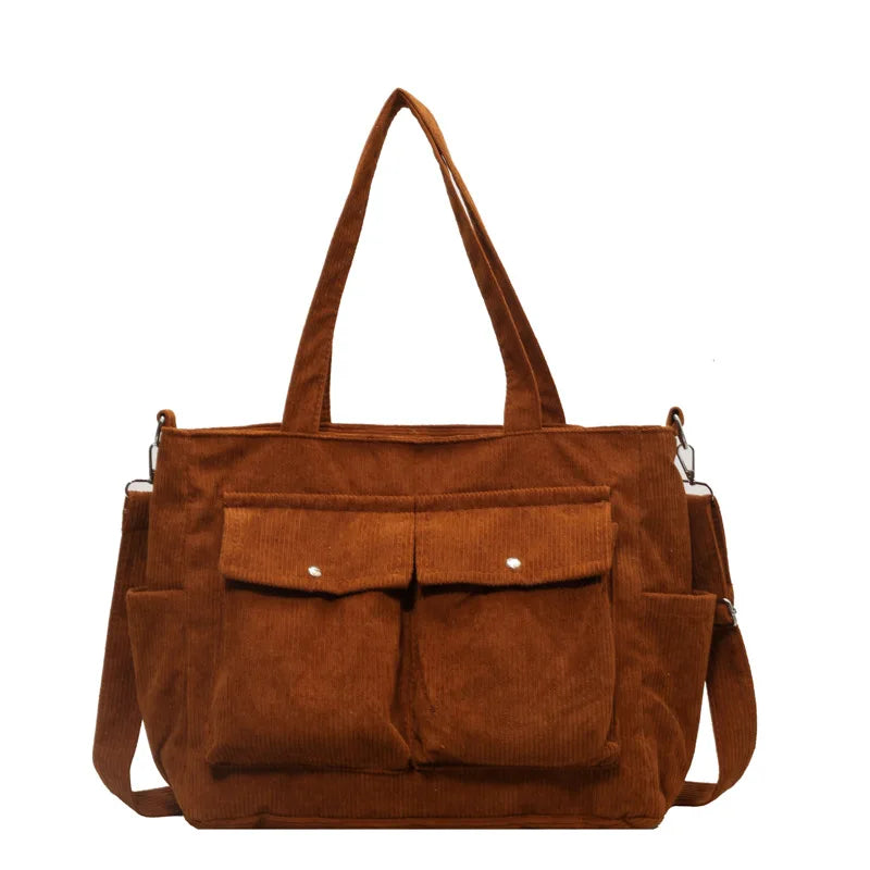 Ladies' Tote Bag With Large Capacity Corduroy Fashionable Crossbody Shoulder Bag 2025 Women Casual Shoulder Bag Class Handbag