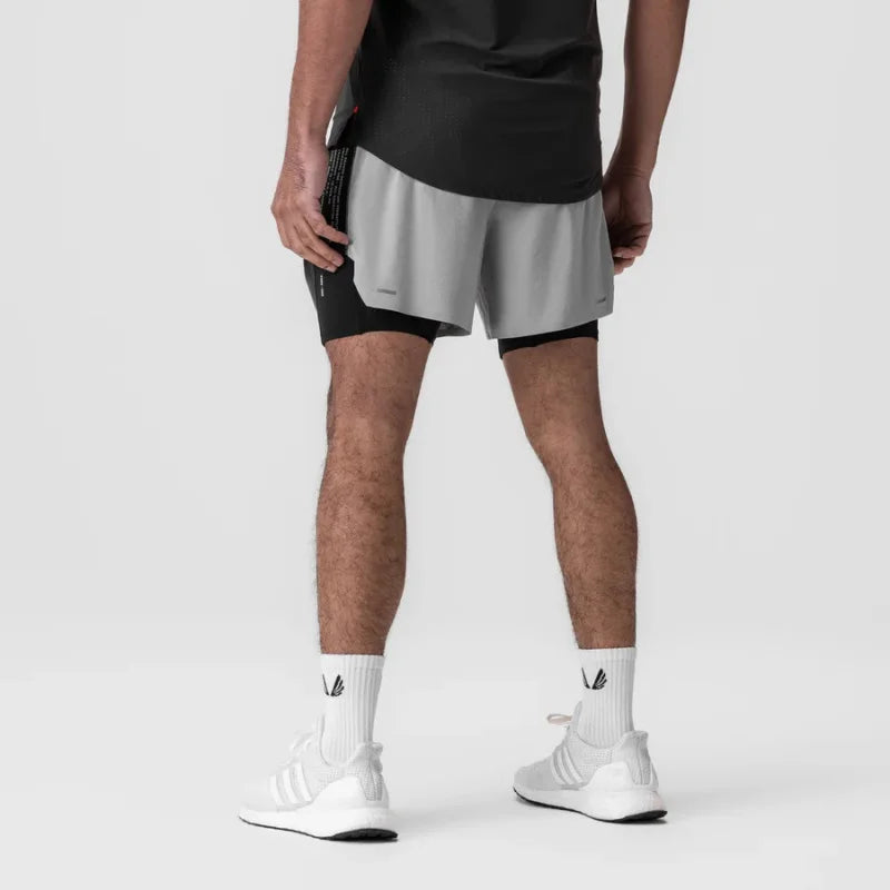 2025 NEW Summer Quick Dry Sports pants Basketball Elastic Double-deck Shorts Men Running Gym Fitness printing Jogger Short Pants