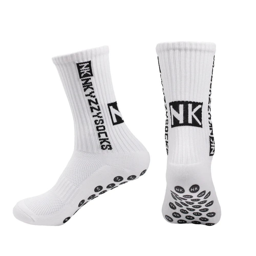 1 pairs of new mid tube glued football socks for sports training and competition, non slip and breathable socks