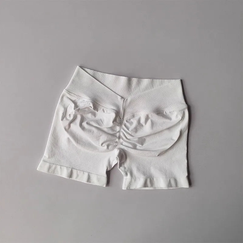 High Waisted Seamless Shorts Gym Shorts Women Fitness Sports Low Ribbed Band Workout Scrunch Butt Yoga Booty Running Short Pants