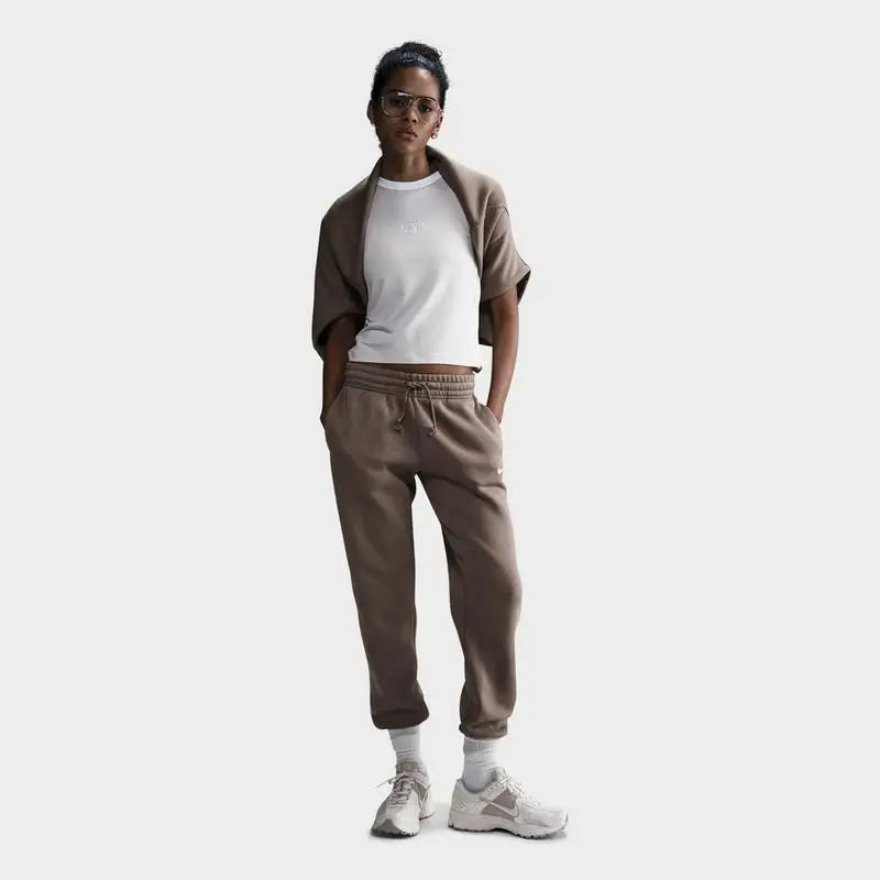 Nike Phoenix Fleece Mid-Rise Breathable Jogger Sweatpants for Fitness Comfortable Sportswear Trousers