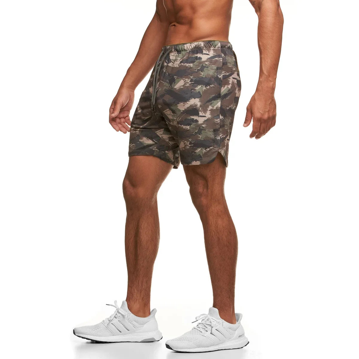 Mesh Summer Camo Shorts Men's Ice Silk Slacks Casual Medium Shorts Beach Pants Running Sports Quarter Pants