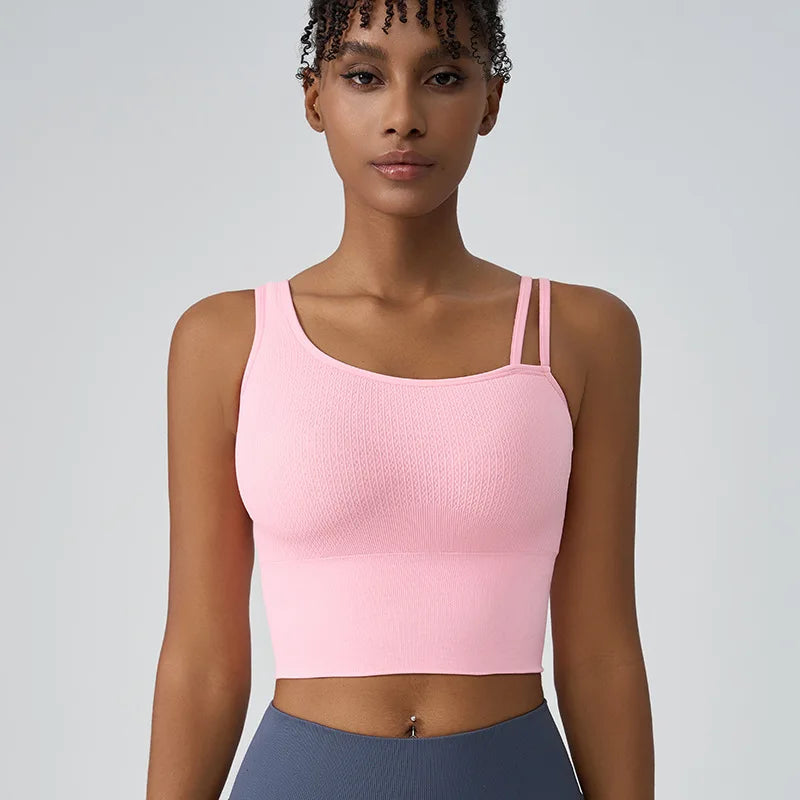 Women's Summer Shockproof Bra Beautiful Back and Sports Anti Sagging Running External Wear Training Fitness Yoga Tank Top Bra