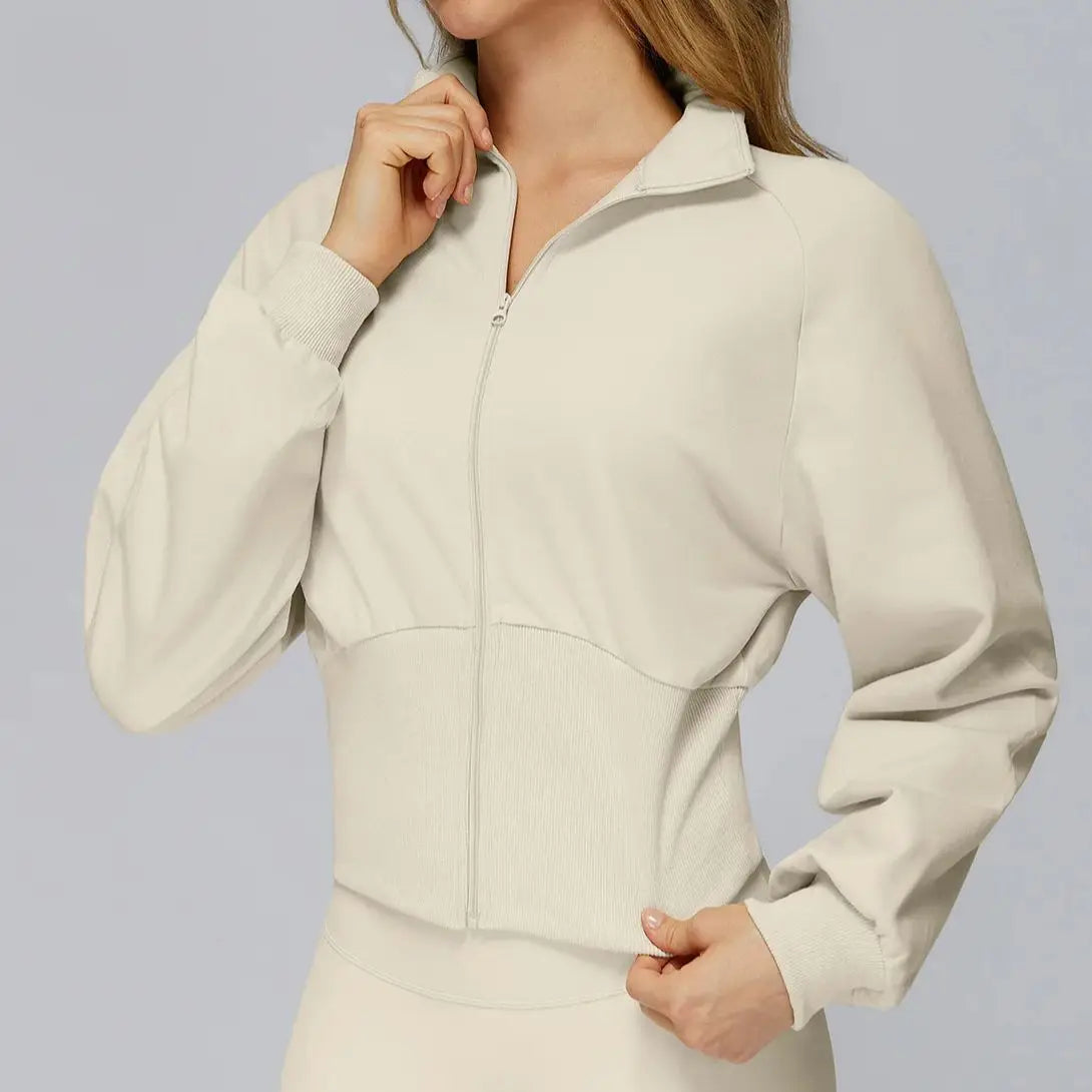 Ningyu New Woman Autumn Winter Stand up Windproof Zipper Warm Versatile Loose Woman Outdoor Running Fitness Workout Sports Coat