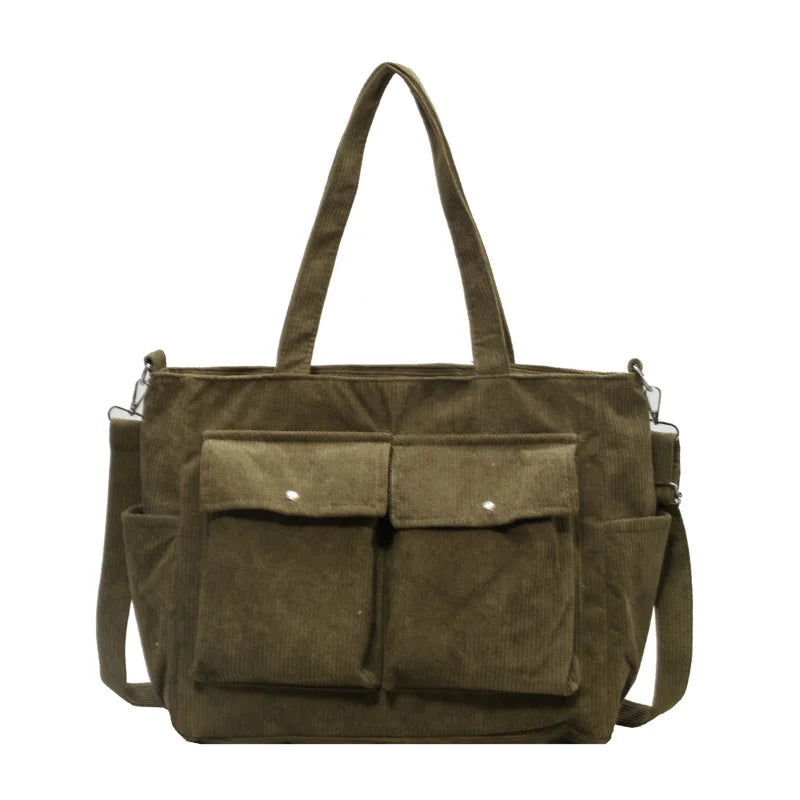 Ladies' Tote Bag With Large Capacity Corduroy Fashionable Crossbody Shoulder Bag 2025 Women Casual Shoulder Bag Class Handbag