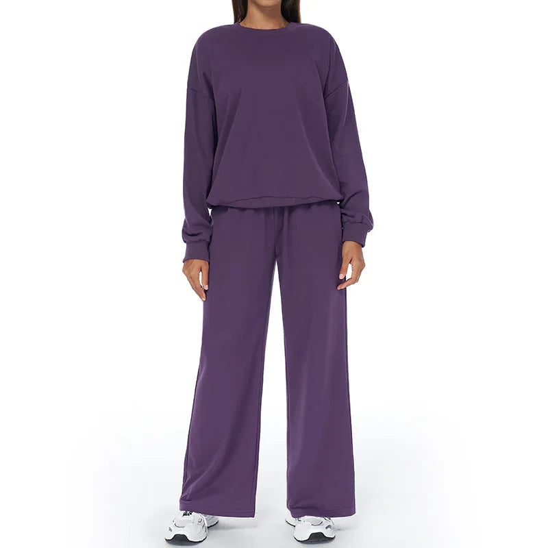 Yoga Set 2PCS Winter Casual Sports set for Women High Waist wide Legs Long Sleeves Running Fitness Leisure set Women Fitness Set