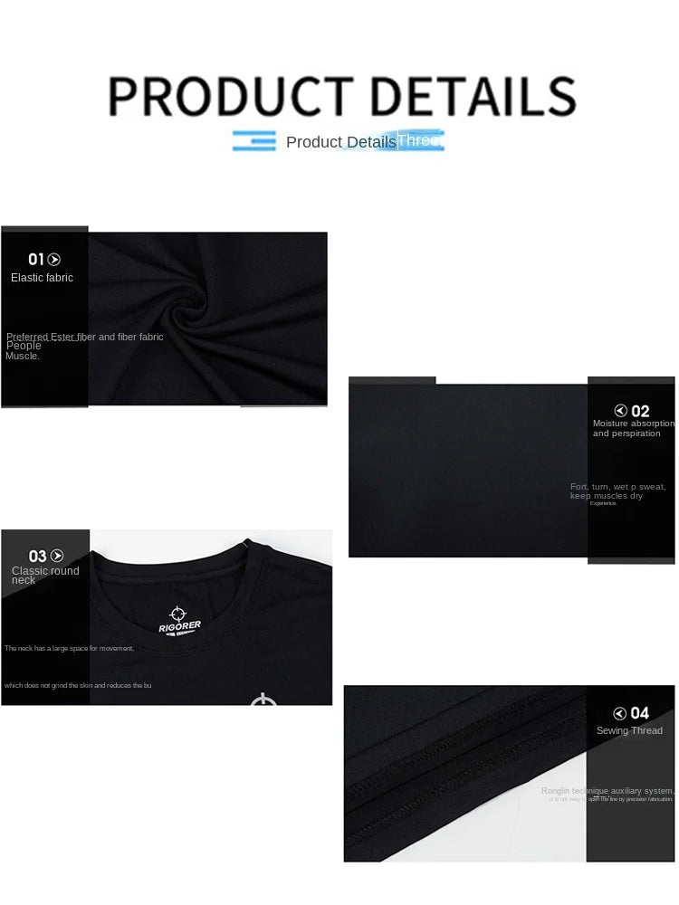 RIGORER  Quick drying Running T Shirt Basketball compression shirt men Quick Dry Top Black Bodybuilding Muscle Shirt Workout Gym