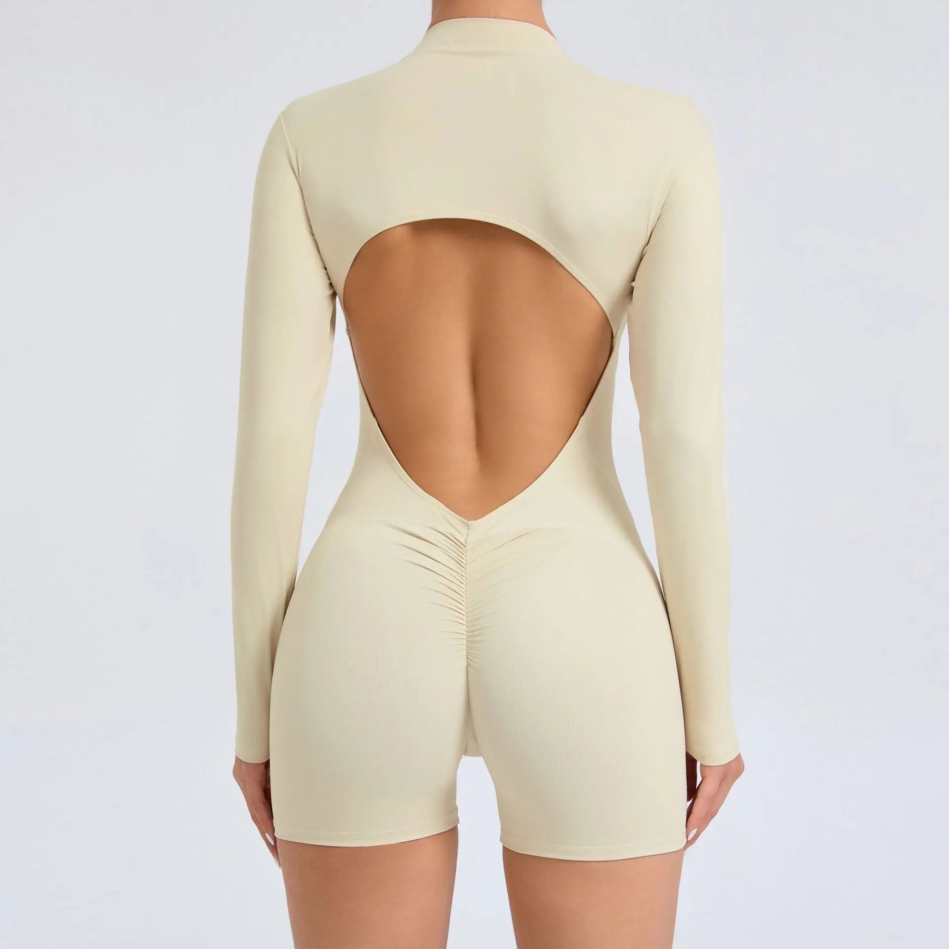 Hollowed-out Back Half Zipper Onesie Each Hip Exercise Fitness Big Backless Quick Dry One-piece Yoga Suit
