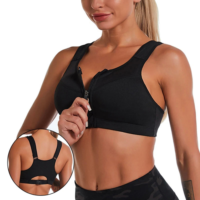 S-2XL Popular Sports Top Yoga Bra Women's Shockproof Sports Shirt Sports Bra Front Zipper Women's Push Up Bra Sportswear