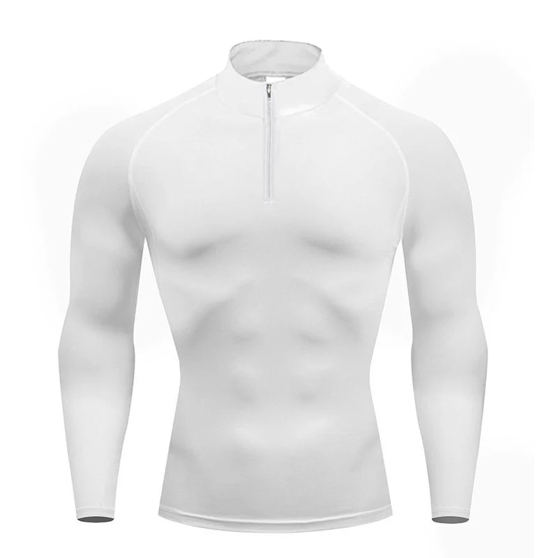 Men Running T-shirts Compression Fitness Long Sleeve Sports Polo Shirts Trainning & Exercise Gym Sportswear Quick Dry Rashgard