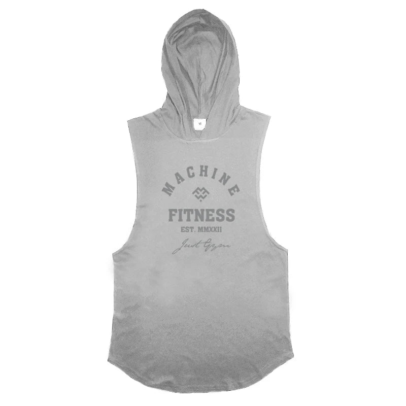 Gym Sport Hooded Clothing Summer Cotton Breathable Fitness Tank Tops Open Side Muscle Vests Mens Bodybuilding Sleeveless Hoodie
