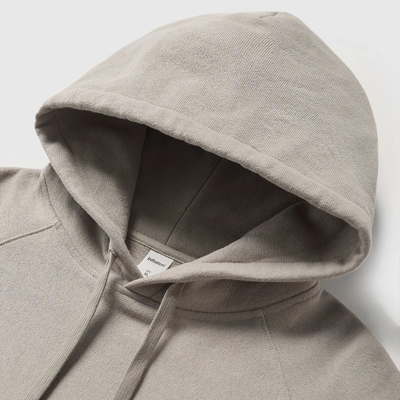 INFLATION Retro Hoodie Unisex Sports Casual Cozy Solid Color Hooded Sweatshirt Oversize Top for Men
