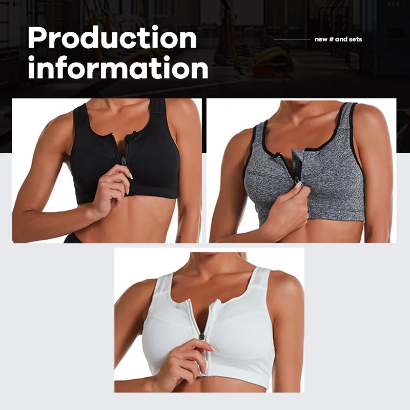 S-2XL Popular Sports Top Yoga Bra Women's Shockproof Sports Shirt Sports Bra Front Zipper Women's Push Up Bra Sportswear