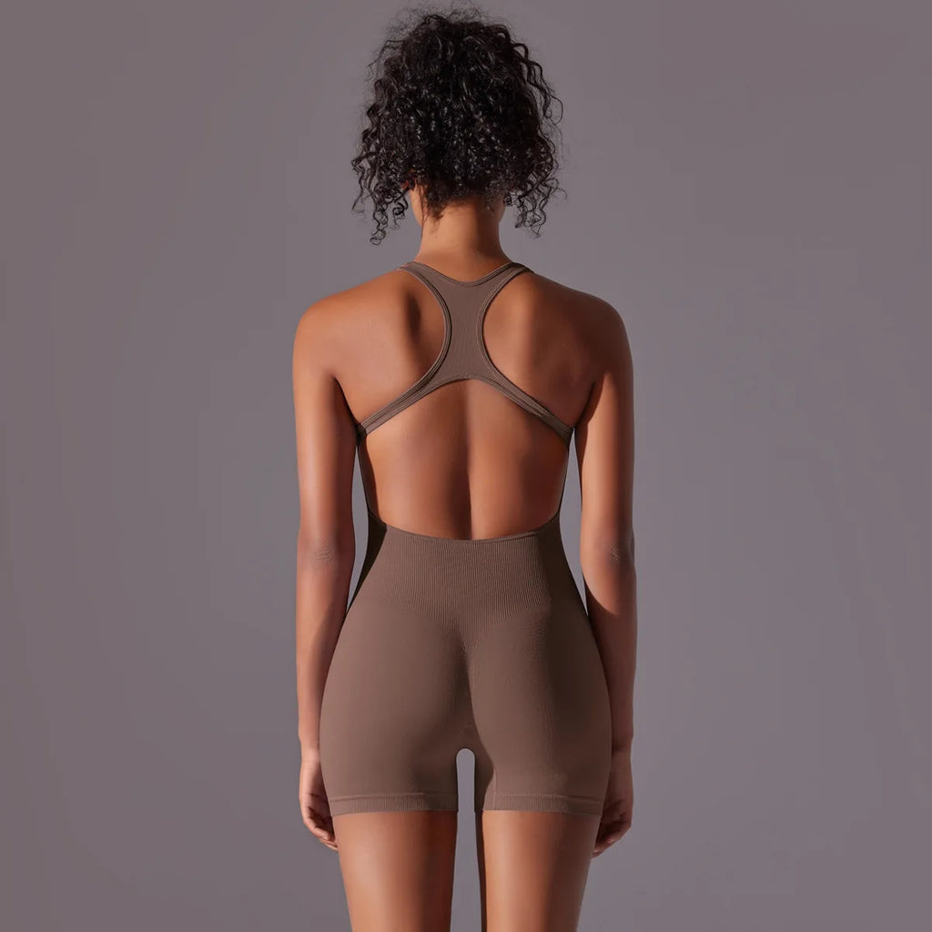 Seamless Yoga Jumpsuit Women Gym Set One-Piece Ribbed Sport Suits Fitness Push Up Bodysuit Workout Clothes Sportswear Outfit