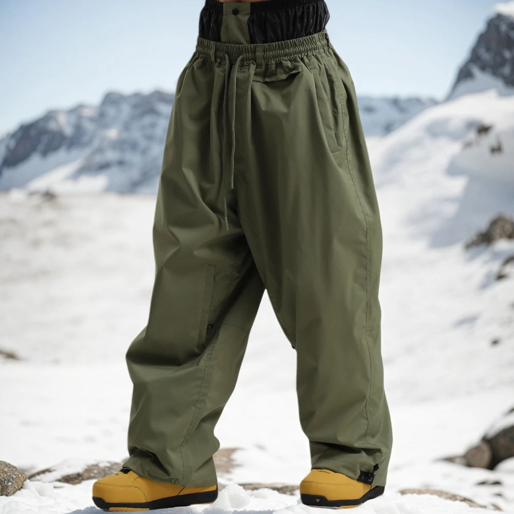 GSOU SNOW Super Baggy Snowboard Pants Winter Thermal Breathable Clothes Multi-pockets Men Loose Trousers Skiing Sports Britches