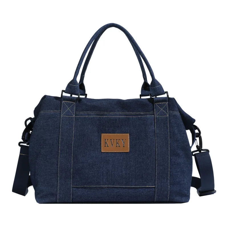 2025 New Women's Denim Crossbody Bag - American Street Style, Large Capacity, Casual Handheld Travel Tote
