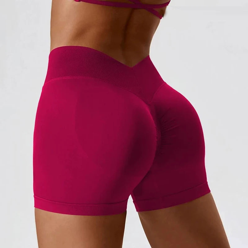 High Waisted Seamless Shorts Gym Shorts Women Fitness Sports Low Ribbed Band Workout Scrunch Butt Yoga Booty Running Short Pants