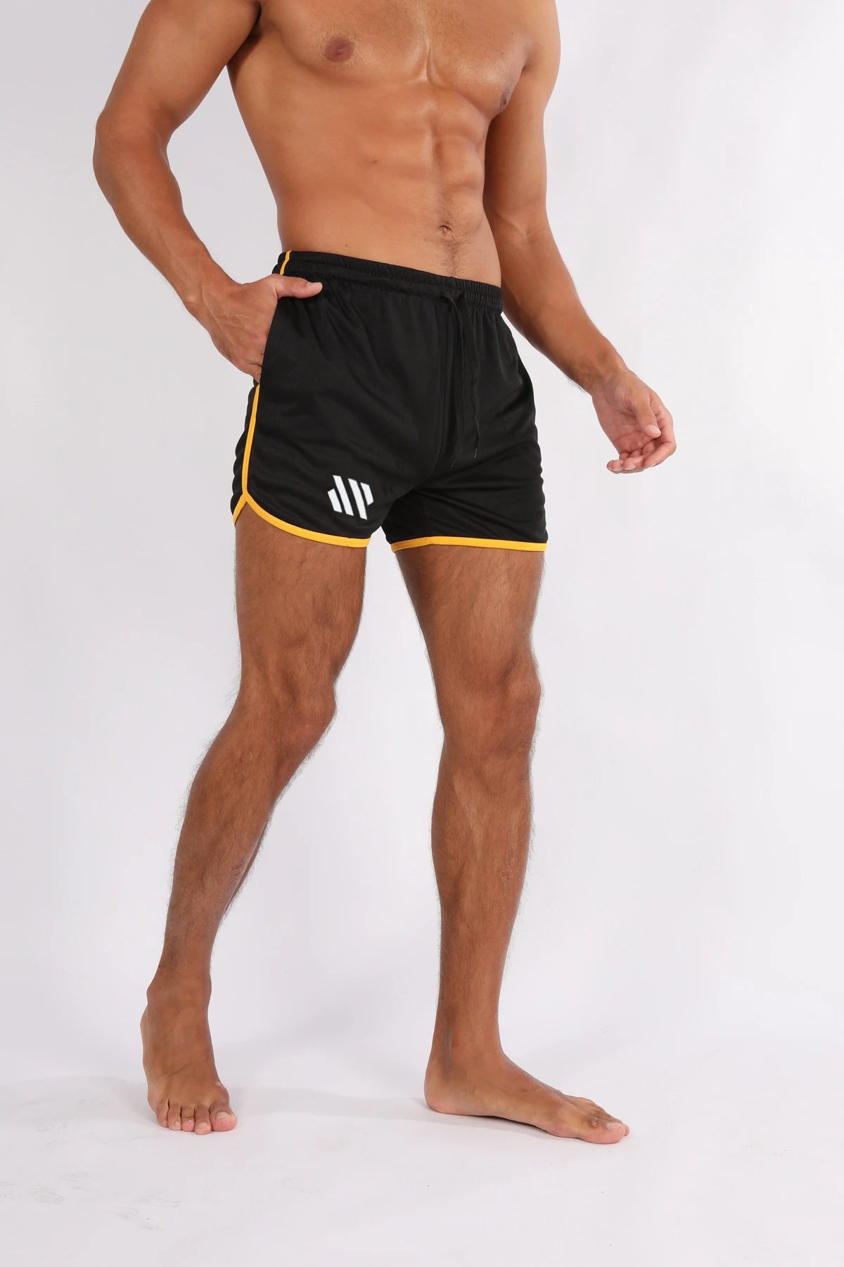 New Running Mesh Fitness Sport Men's Quick Drying Shorts Casual Breathable Training Tight Squat Three-Quarter Pants Summer